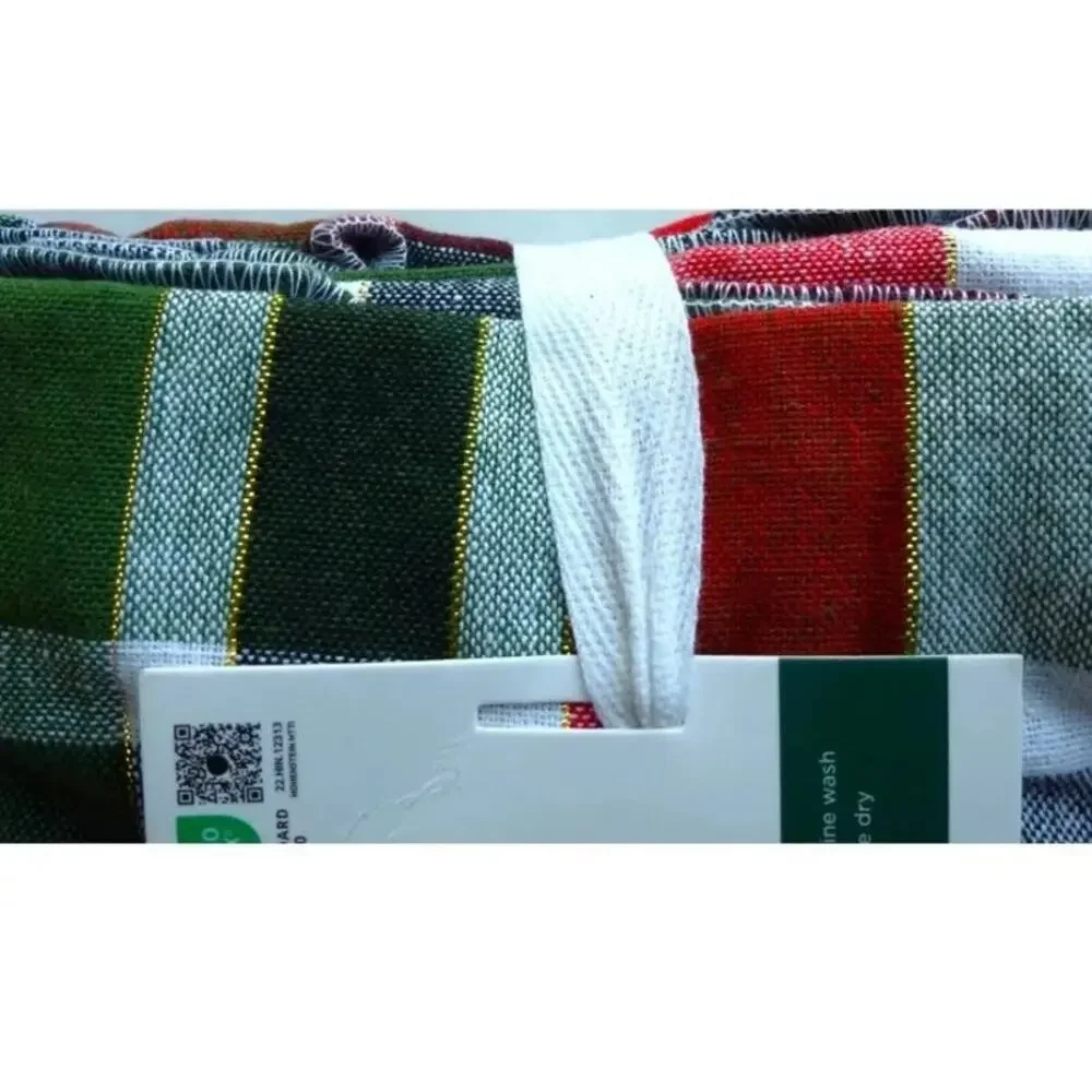 RACHEL ASHWELL Farmhouse Set 6 Christmas Plaid Cloth Napkins Red Green Gold NWT